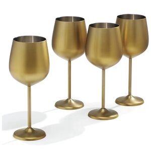 Crofton 4 Piece Set of 18 oz Brushed Gold All Purpose Wine Glasses